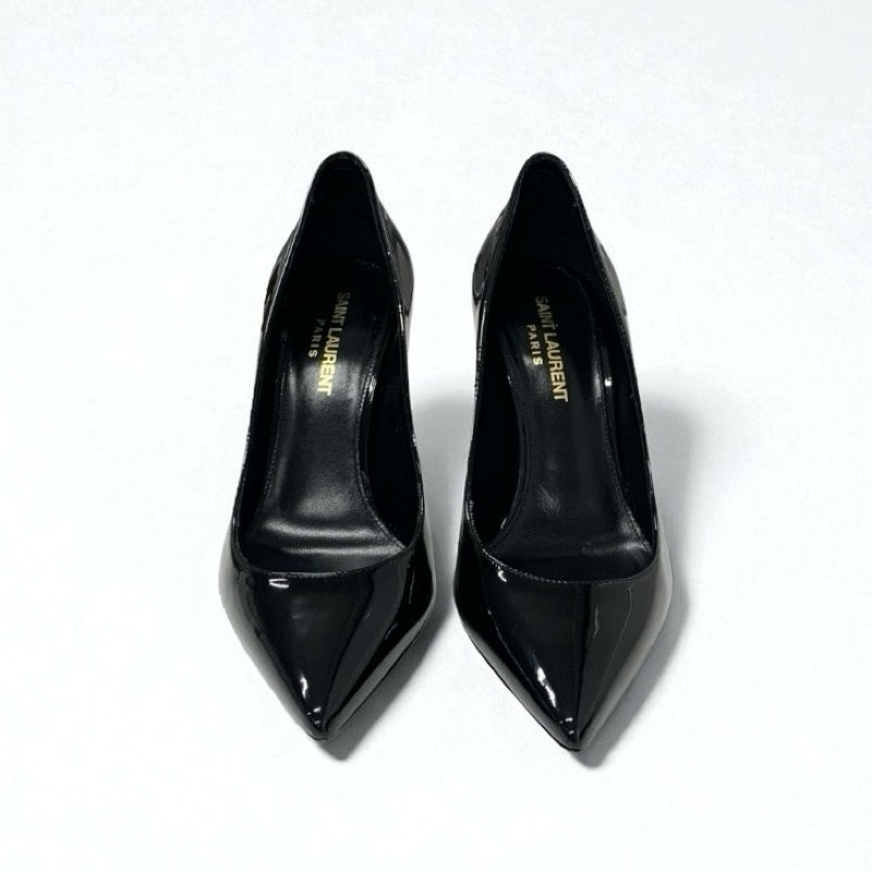 サンローラン SAINT LAURENT オピウム パンプス 靴 シューズ パテント ブラック 黒 ゴールド YSLロゴヒール エナメル