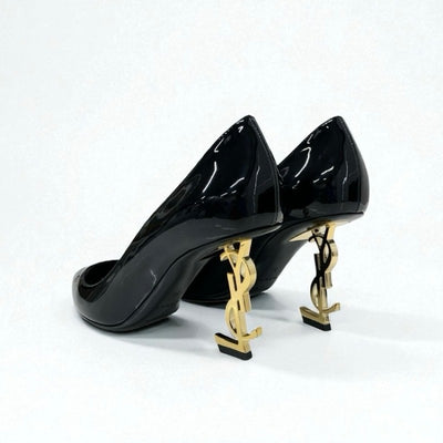 サンローラン SAINT LAURENT オピウム パンプス 靴 シューズ パテント ブラック 黒 ゴールド YSLロゴヒール エナメル