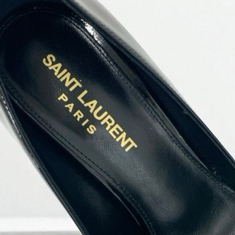 サンローラン SAINT LAURENT オピウム パンプス 靴 シューズ パテント ブラック 黒 ゴールド YSLロゴヒール エナメル