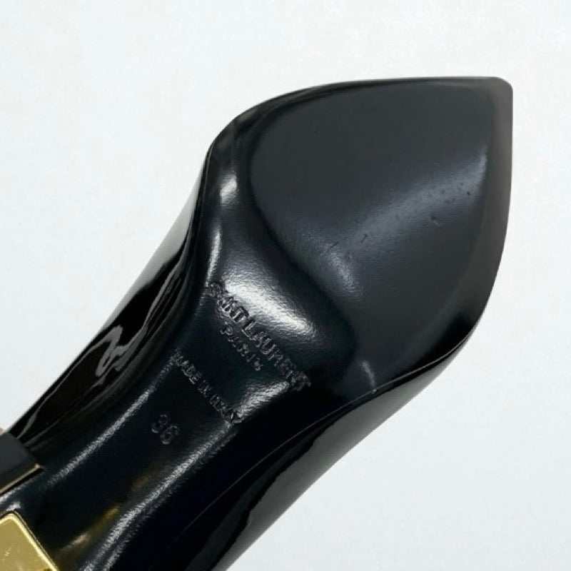 サンローラン SAINT LAURENT オピウム パンプス 靴 シューズ パテント ブラック 黒 ゴールド YSLロゴヒール エナメル