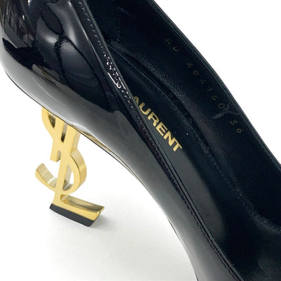 サンローラン SAINT LAURENT オピウム パンプス 靴 シューズ パテント ブラック 黒 ゴールド YSLロゴヒール エナメル