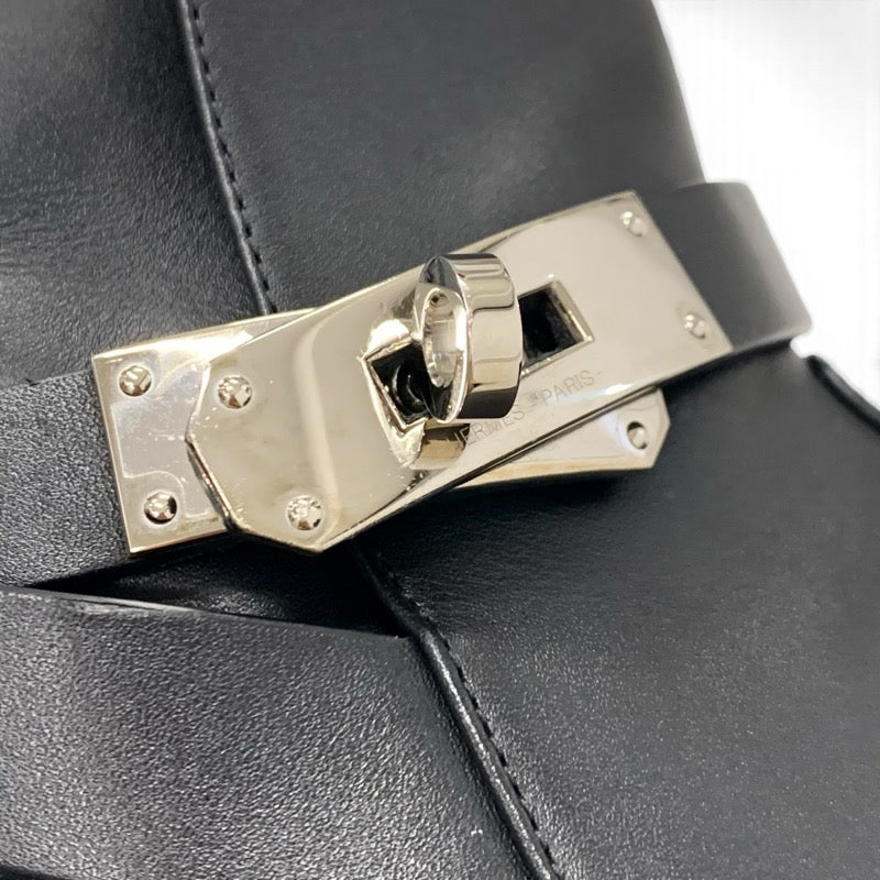 エルメス HERMES フレンチー ブーツ ショートブーツ 靴 シューズ レザー ブラック 黒 シルバー ケリー金具