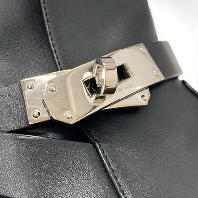 エルメス HERMES フレンチー ブーツ ショートブーツ 靴 シューズ レザー ブラック 黒 シルバー ケリー金具