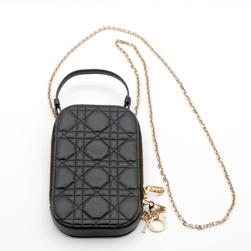 クリスチャンディオール CHRISTIAN DIOR 携帯・スマホアクセサリー ブラック ゴールド レディディオール カナージュ Call in Dior フォンホルダー フォンケース モバイルポーチ ポシェット