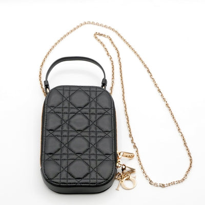 クリスチャンディオール CHRISTIAN DIOR 携帯・スマホアクセサリー ブラック ゴールド レディディオール カナージュ Call in Dior フォンホルダー フォンケース モバイルポーチ ポシェット
