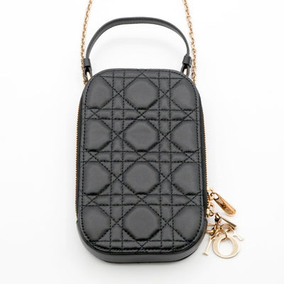 クリスチャンディオール CHRISTIAN DIOR 携帯・スマホアクセサリー ブラック ゴールド レディディオール カナージュ Call in Dior フォンホルダー フォンケース モバイルポーチ ポシェット