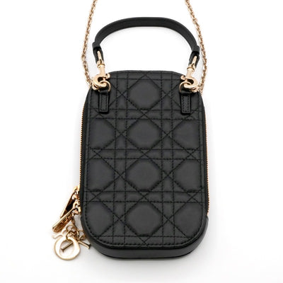 クリスチャンディオール CHRISTIAN DIOR 携帯・スマホアクセサリー ブラック ゴールド レディディオール カナージュ Call in Dior フォンホルダー フォンケース モバイルポーチ ポシェット