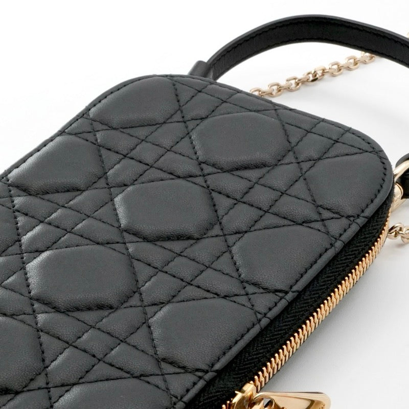 クリスチャンディオール CHRISTIAN DIOR 携帯・スマホアクセサリー ブラック ゴールド レディディオール カナージュ Call in Dior フォンホルダー フォンケース モバイルポーチ ポシェット