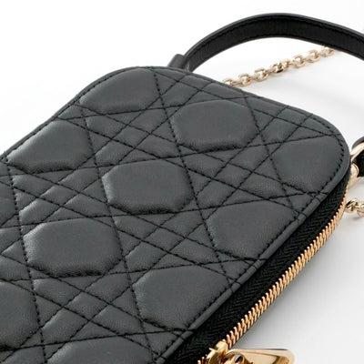 クリスチャンディオール CHRISTIAN DIOR 携帯・スマホアクセサリー ブラック ゴールド レディディオール カナージュ Call in Dior フォンホルダー フォンケース モバイルポーチ ポシェット