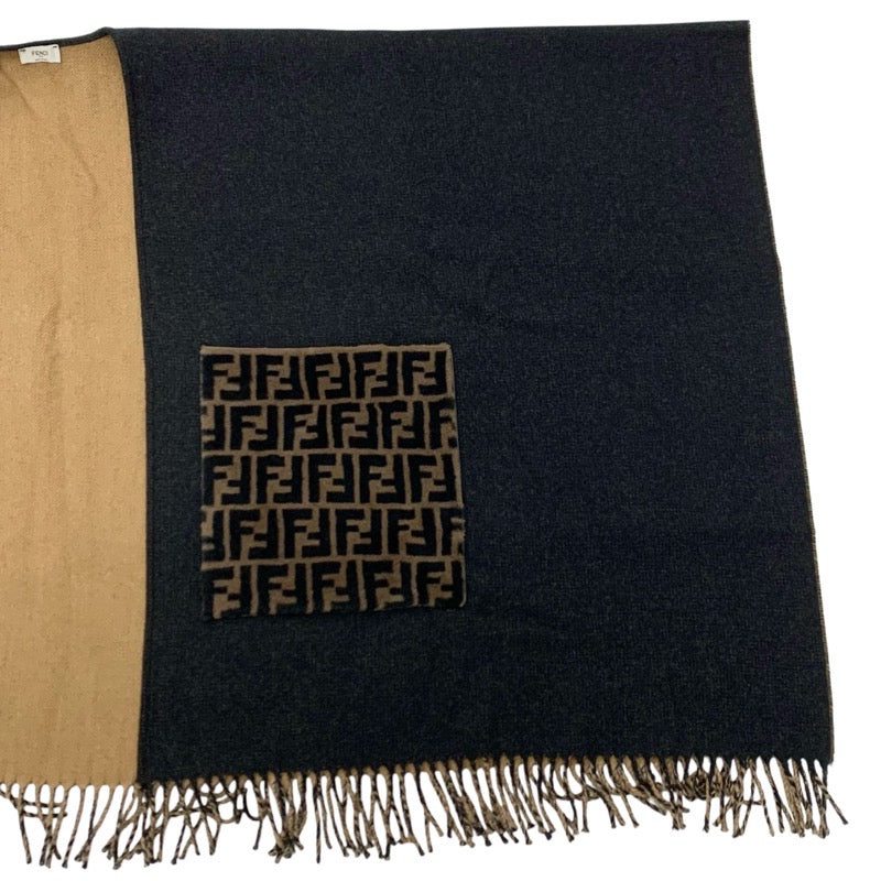 フェンディ FENDI アウター ブラック ブラウン ロゴ フリンジ ケープ ポンチョ