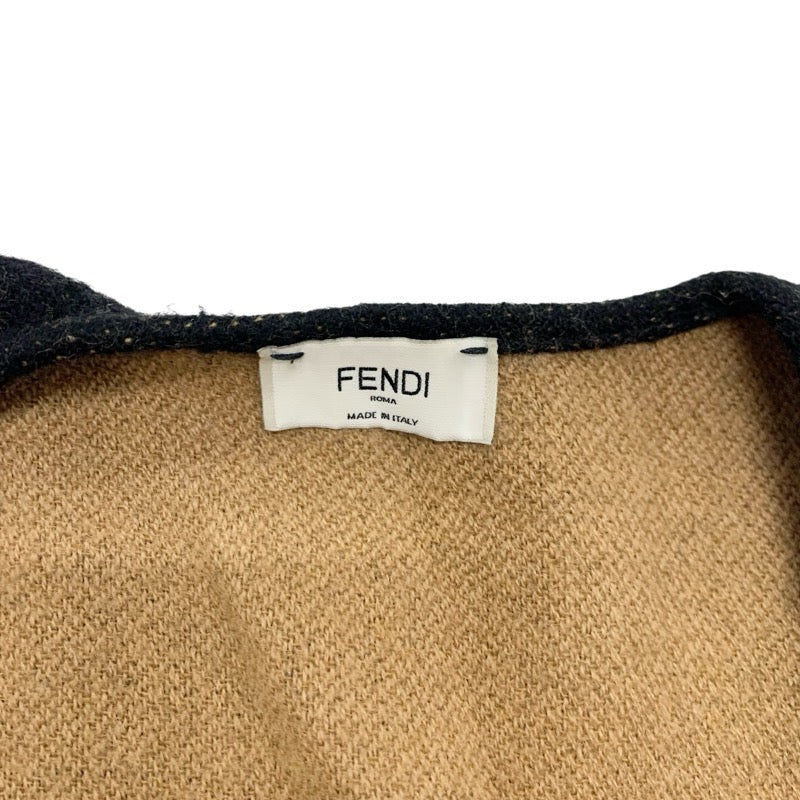 フェンディ FENDI アウター ブラック ブラウン ロゴ フリンジ ケープ ポンチョ