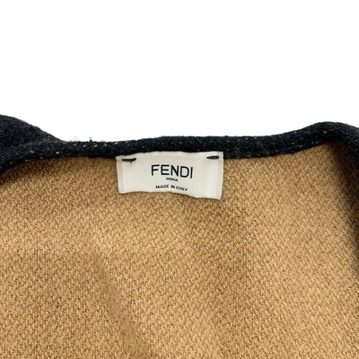 フェンディ FENDI アウター ブラック ブラウン ロゴ フリンジ ケープ ポンチョ