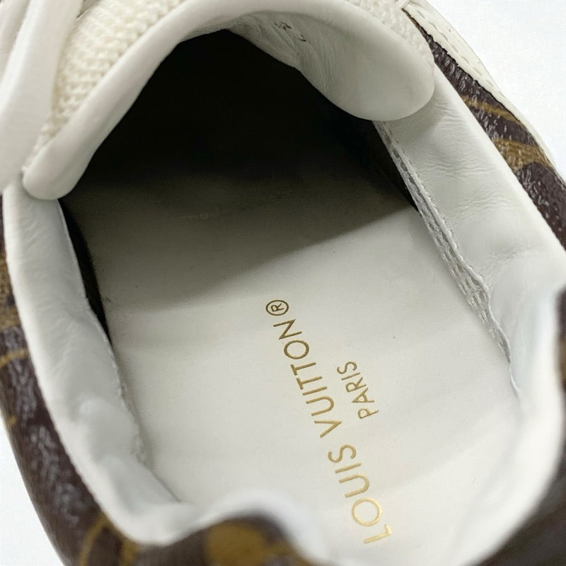 ルイヴィトン LOUIS VUITTON ランアウェイライン モノグラム スニーカー 靴 シューズ レザー メッシュ ホワイト ブラウン 白 インヒール ロゴ