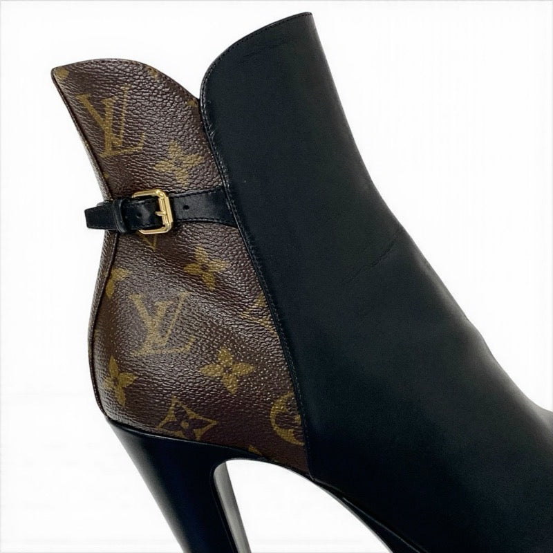 ルイヴィトン LOUIS VUITTON アフターグローライン モノグラム ブーツ ショートブーツ 靴 シューズ レザー ブラック ブラウン アンクルブーツ