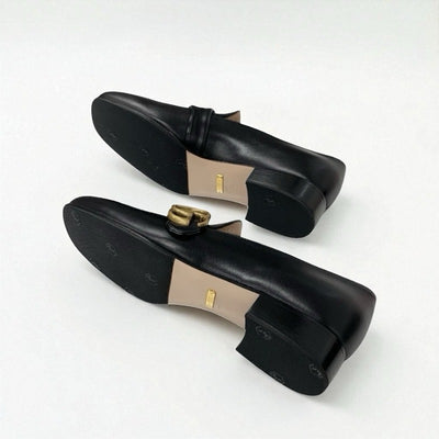 グッチ GUCCI ダブルG ローファー 革靴 靴 シューズ レザー ブラック 黒 ゴールド GGマーモント