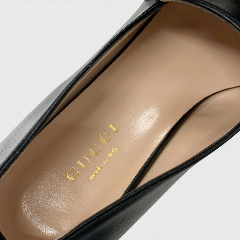 グッチ GUCCI ダブルG ローファー 革靴 靴 シューズ レザー ブラック 黒 ゴールド GGマーモント