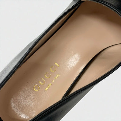 グッチ GUCCI ダブルG ローファー 革靴 靴 シューズ レザー ブラック 黒 ゴールド GGマーモント
