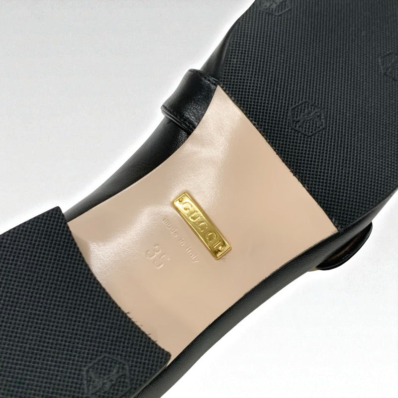 グッチ GUCCI ダブルG ローファー 革靴 靴 シューズ レザー ブラック 黒 ゴールド GGマーモント