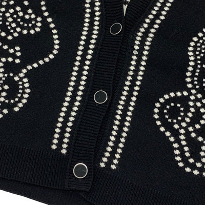 エルメス HERMES トップス カシミヤ コットン ブラック ホワイト 黒 ブリッドドゥガラ 刺繍