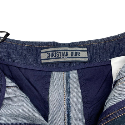 クリスチャンディオール CHRISTIAN DIOR ボトムス コットン ネイビー シルバー ロゴ ベルト デニム ジーンズ インディゴ