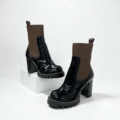 ルイヴィトン LOUIS VUITTON スタートレイルライン モノグラム ブーツ ショートブーツ 靴 シューズ レザー ブラウン ブラック アンクルブーツ サイドゴア