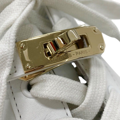 エルメス HERMES デイ スニーカー 靴 シューズ レザー ホワイト 白 ゴールド ケリー金具