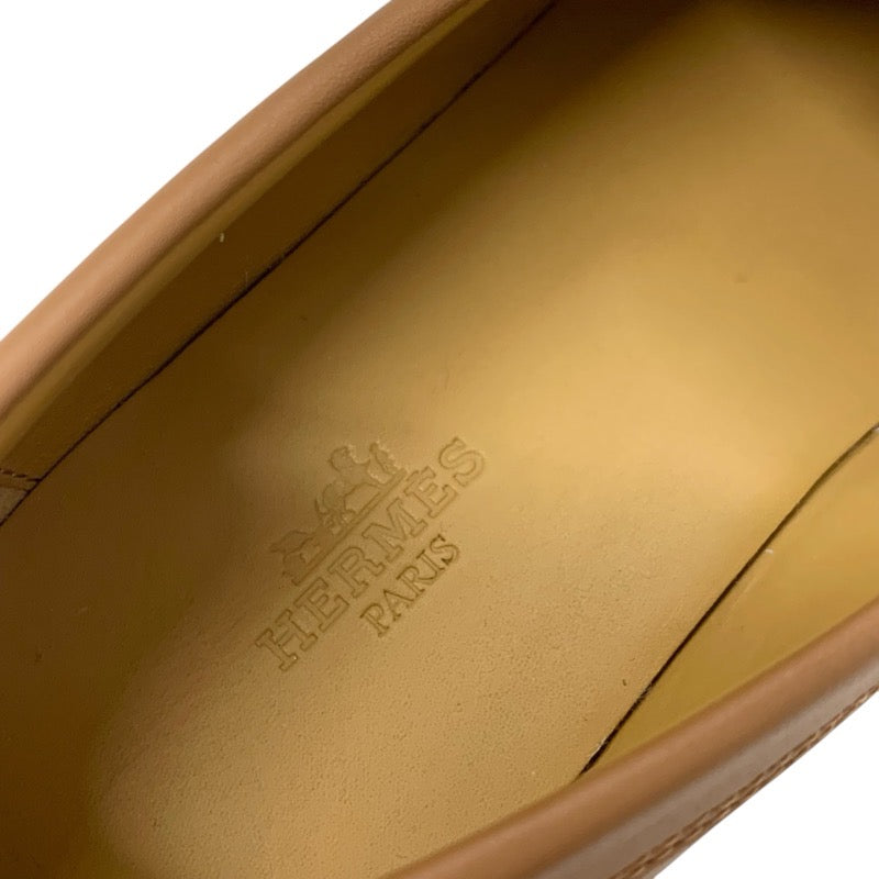 エルメス HERMES アイコン ローファー 革靴 靴 シューズ レザー ムートン ブラウン ホワイト 未使用 モカシン ケリー金具
