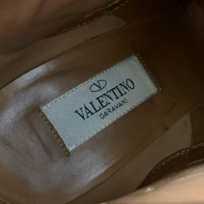 ヴァレンティノ VALENTINO ブーツ ショートブーツ 靴 シューズ レザー ブラウン ゴールド ロックスタッズ ベルト