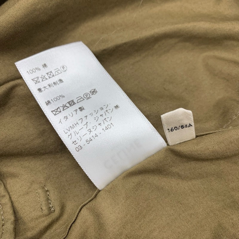 セリーヌ CELINE ワンピース コットン カーキ ゴールド サファリドレス ロゴ 半袖