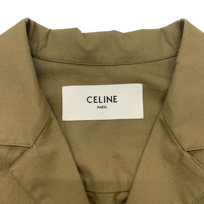 セリーヌ CELINE ワンピース コットン カーキ ゴールド サファリドレス ロゴ 半袖