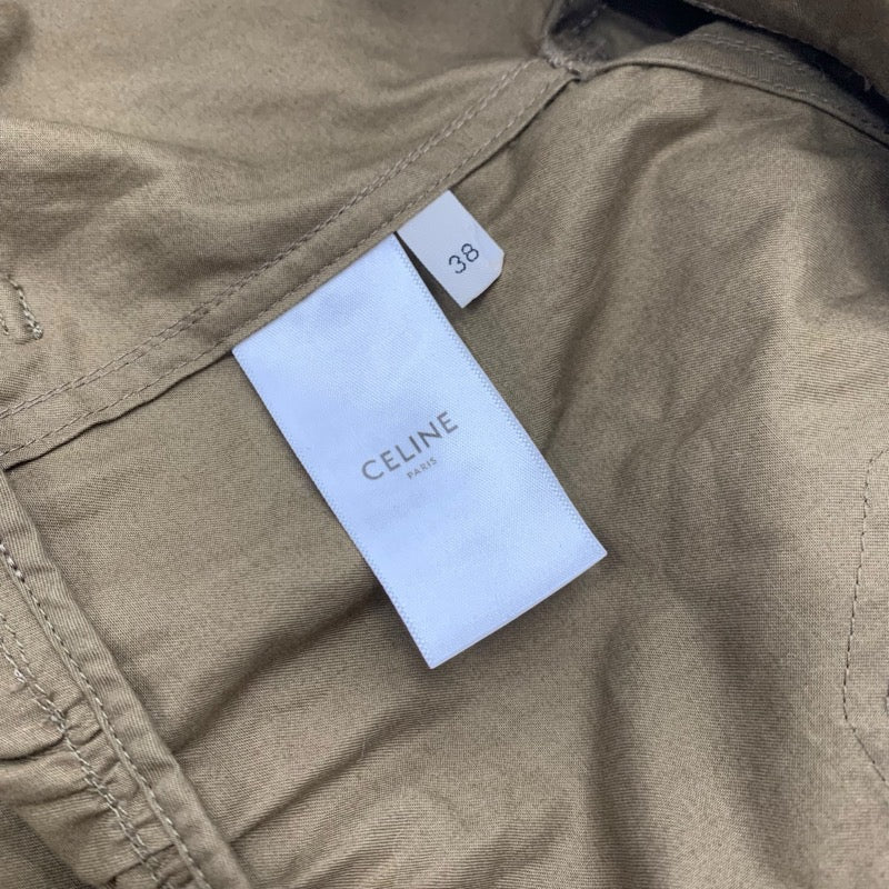 セリーヌ CELINE ワンピース コットン カーキ ゴールド サファリドレス ロゴ 半袖