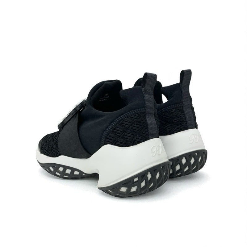ロジェヴィヴィエ Roger Vivier ヴィヴラン スニーカー 靴 シューズ ファブリック レザー ブラック 黒 ストラスバックル ビジュー