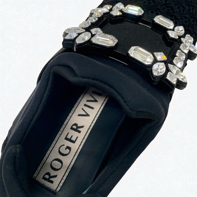ロジェヴィヴィエ Roger Vivier ヴィヴラン スニーカー 靴 シューズ ファブリック レザー ブラック 黒 ストラスバックル ビジュー