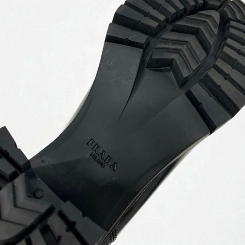 プラダ PRADA ブーツ ロングブーツ 靴 シューズ ナイロン レザー ブラック 黒 Re-Nylon ロゴ