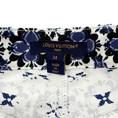 ルイヴィトン LOUIS VUITTON モノグラム ボトムス コットン ポリエステル ホワイト ブルー ブラック フラワー ショートパンツ