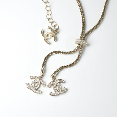 シャネル CHANEL ネックレス ペンダント チョーカー ゴールド ココマーク ラインストーン