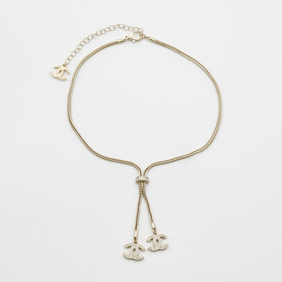 シャネル CHANEL ネックレス ペンダント チョーカー ゴールド ココマーク ラインストーン