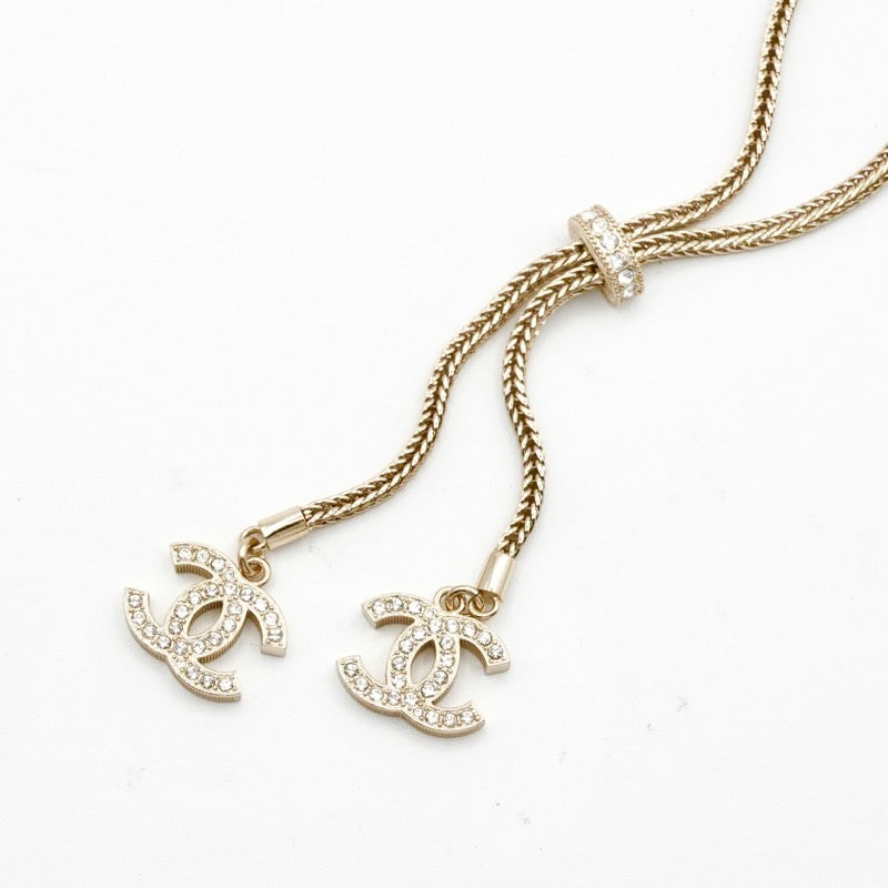 シャネル CHANEL ネックレス ペンダント チョーカー ゴールド ココマーク ラインストーン