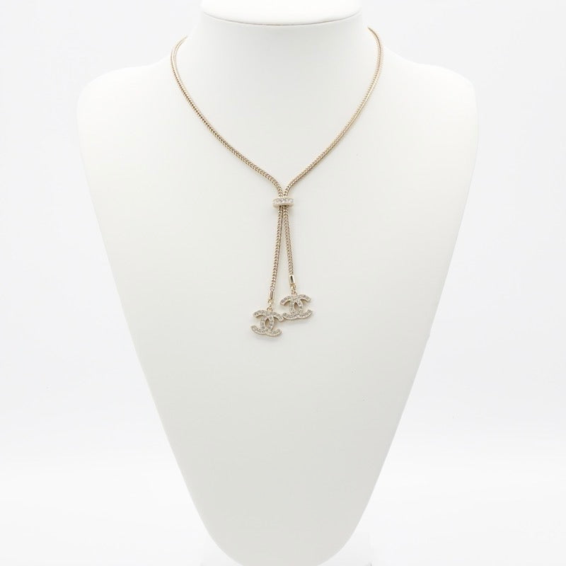 シャネル CHANEL ネックレス ペンダント チョーカー ゴールド ココマーク ラインストーン