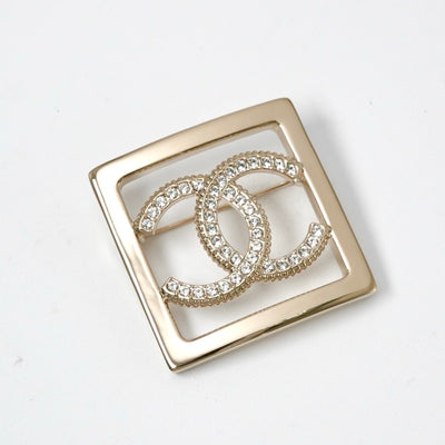 シャネル CHANEL ブローチ コサージュ ゴールド ココマーク ラインストーン スクエア