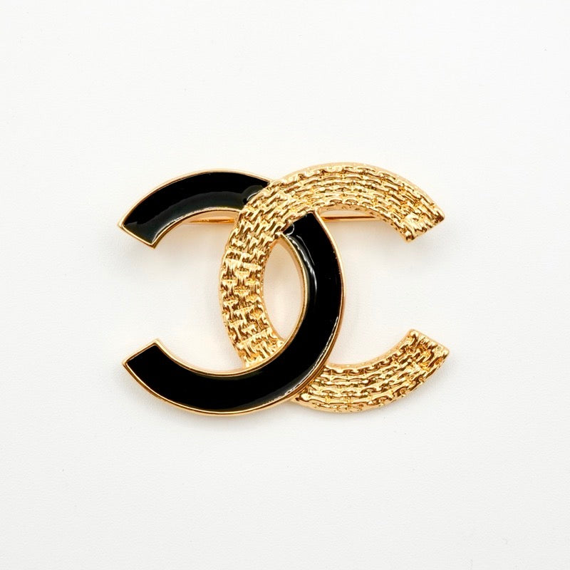 シャネル CHANEL ブローチ コサージュ ゴールド ブラック ココマーク