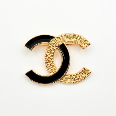 シャネル CHANEL ブローチ コサージュ ゴールド ブラック ココマーク