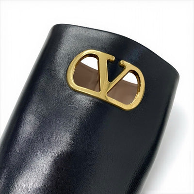 ヴァレンティノ VALENTINO ブーツ ロングブーツ 靴 シューズ レザー ブラック ゴールド Vロゴ シグネチャー キッズスキン