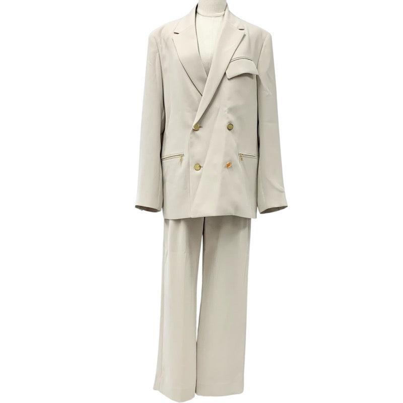 クルニ CULLNI セットアップ ジャケット パンツ ポリエステル 24AW タックパンツ ベージュ ゴールド