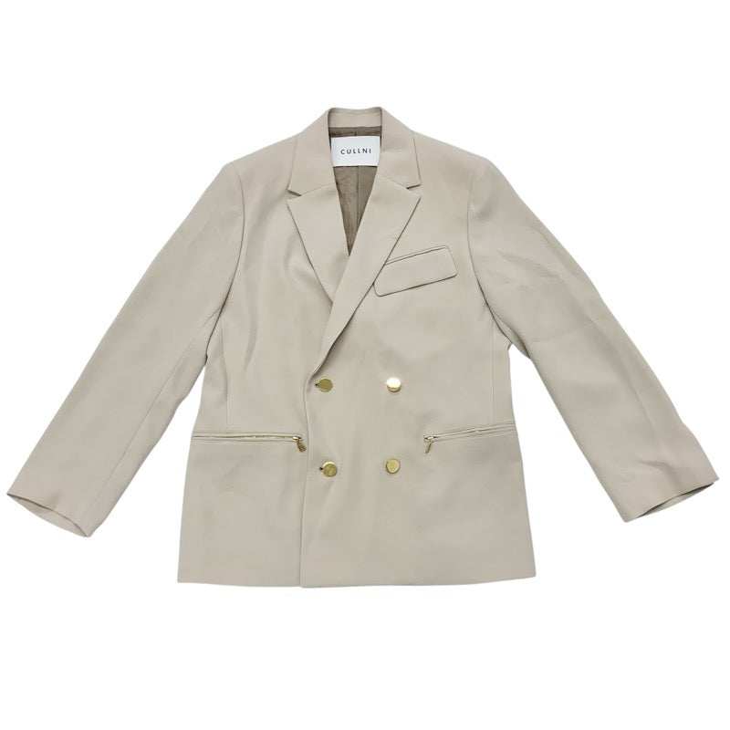 クルニ CULLNI セットアップ ジャケット パンツ ポリエステル 24AW タックパンツ ベージュ ゴールド