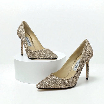 ジミーチュウ JIMMY CHOO ROMY パンプス 靴 シューズ グリッター ゴールド パーティーシューズ