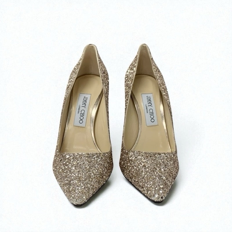 ジミーチュウ JIMMY CHOO ROMY パンプス 靴 シューズ グリッター ゴールド パーティーシューズ