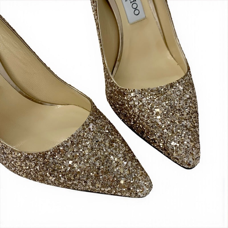 ジミーチュウ JIMMY CHOO ROMY パンプス 靴 シューズ グリッター ゴールド パーティーシューズ