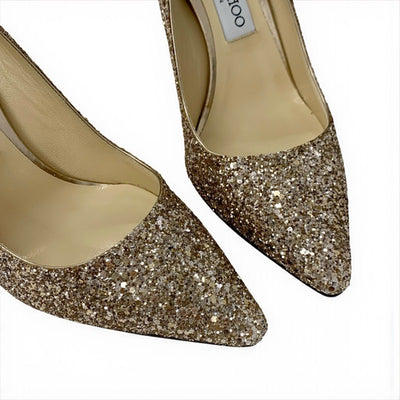 ジミーチュウ JIMMY CHOO ROMY パンプス 靴 シューズ グリッター ゴールド パーティーシューズ