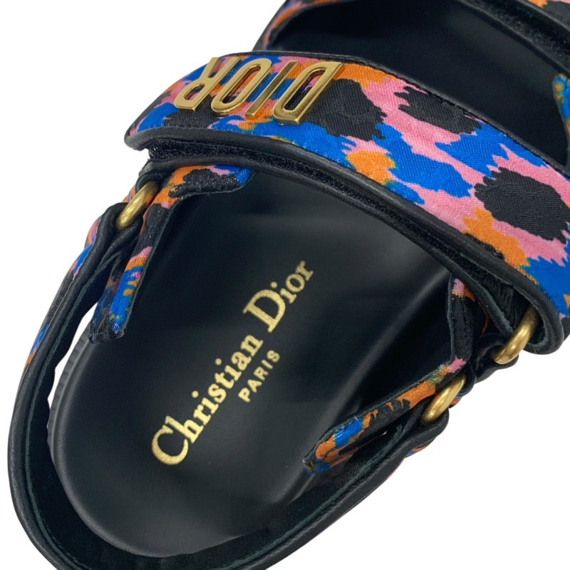クリスチャンディオール CHRISTIAN DIOR DIORACT サンダル 靴 シューズ レザー ブラック マルチカラー ロゴ ベルクロストラップ